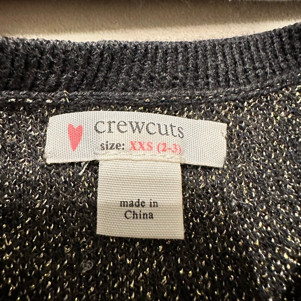 Crewcuts Girls Grey Cardigan sweater with gold stars - Picture 3 of 4